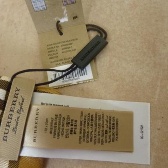 Burberry Multicolor Roses Check Pattern Silk Scarf - Picture 5 of 7